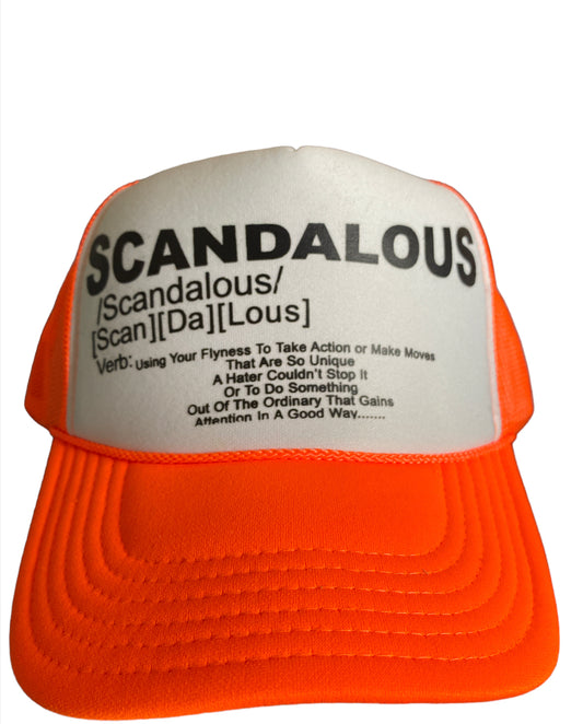 Highlight Orange & White Scandalous Definition Trucker Hat