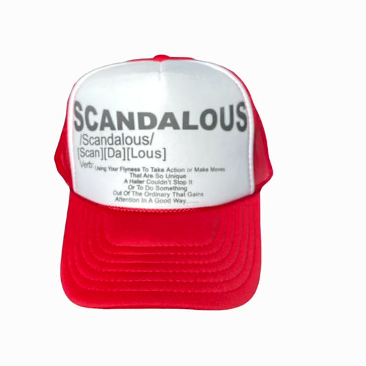 Red And White Scandalous Definition Trucker Hat