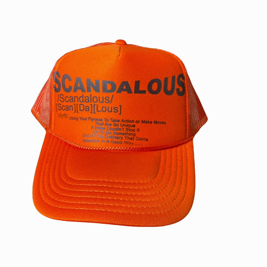 Orange and Black Scandalous Definition Trucker Hat