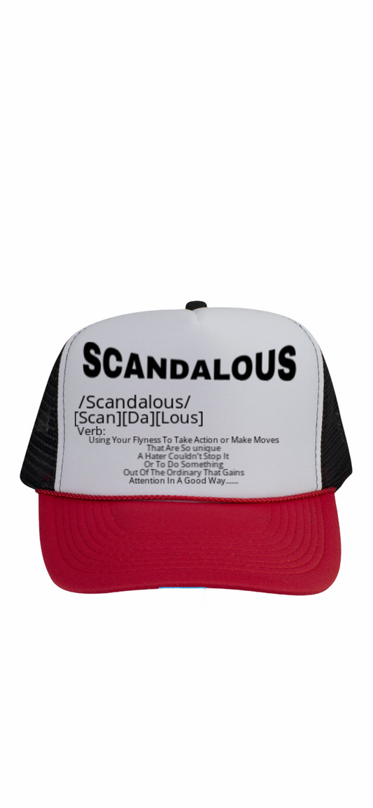 Black , White & Red Scandalous Definition Trucker Hat